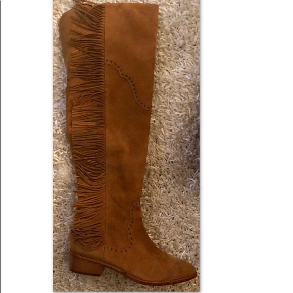 FRYE SUEDE LEATHER BOHO FRINGE OTK BOOT - Picture 5 of 9